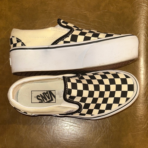 Vans Black and Cream Checkerboard Stackform Slip-Ons - Picture 1 of 5